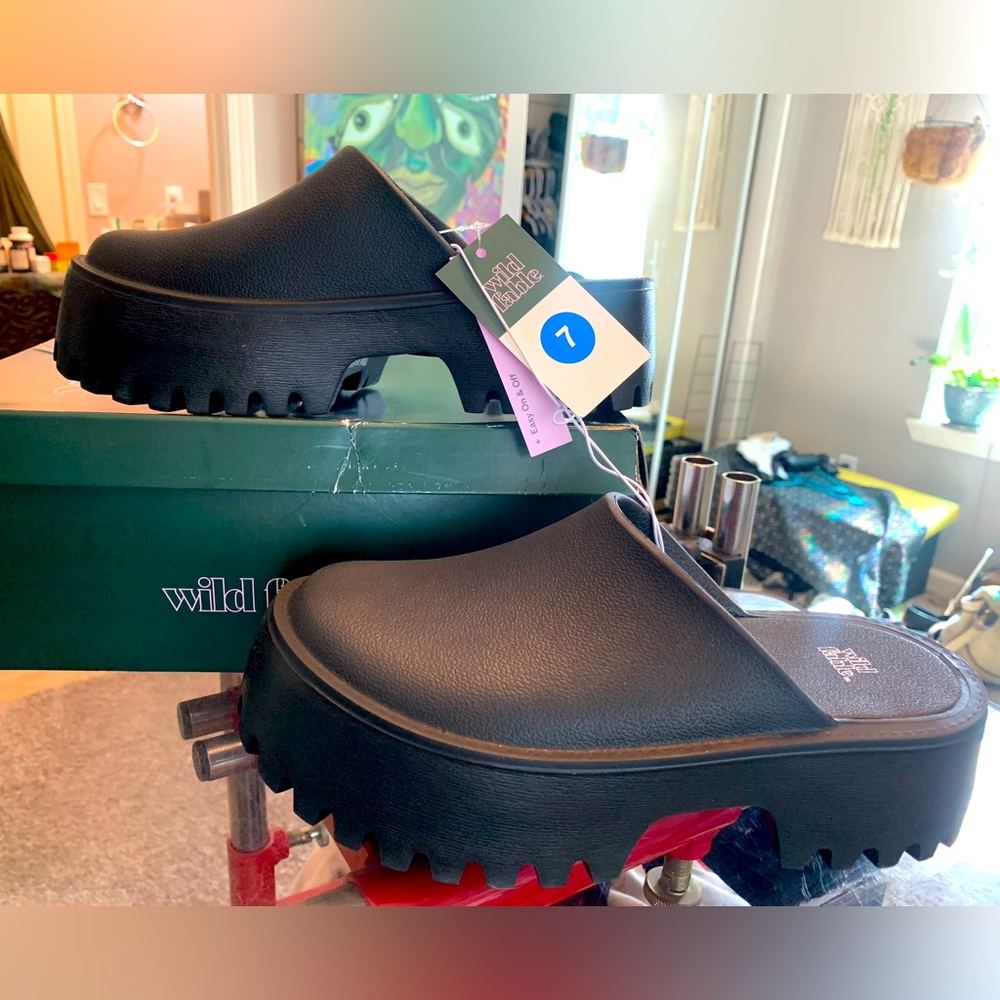 Wild Fable Brooke Chunky Slide on Mules Black 7